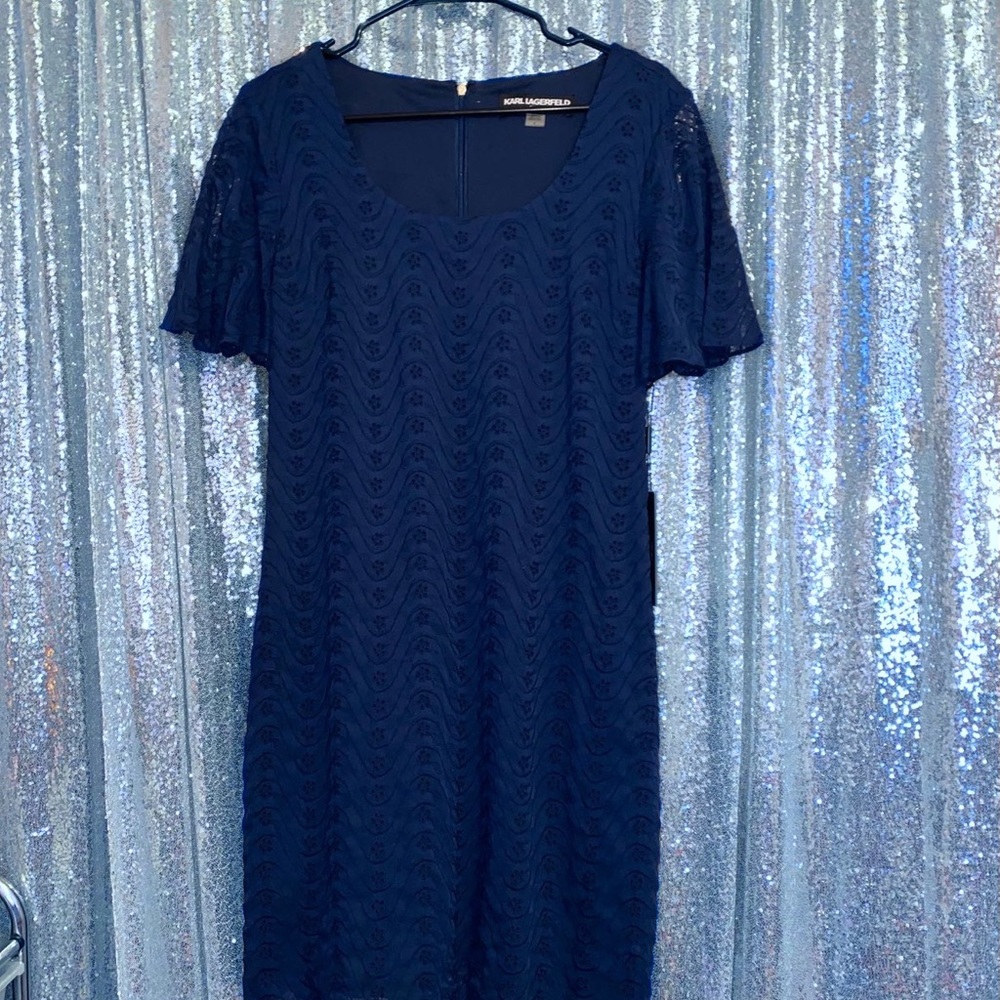 Karl Lagerfeld Paris Navy Lace Dress